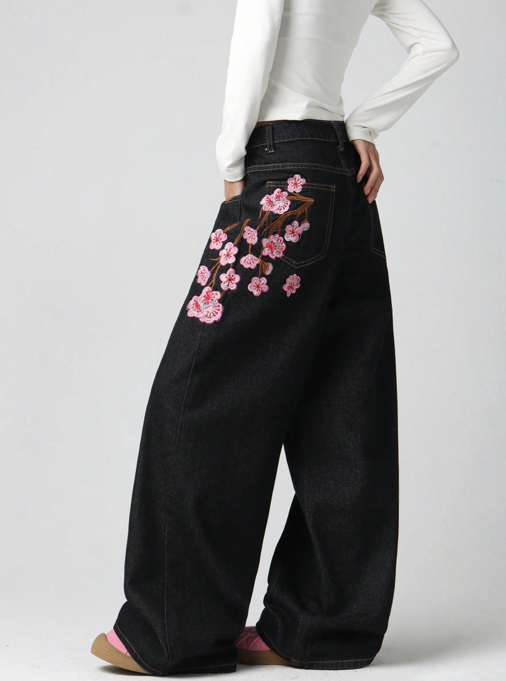 Pink flower jeans