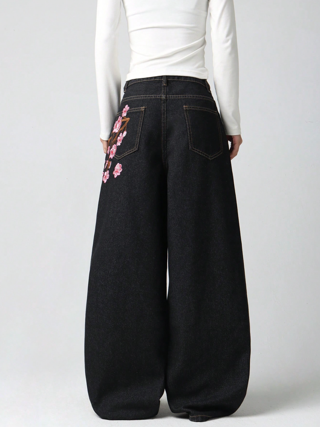 Pink flower jeans